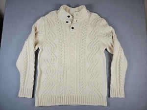 Old Navy Pullover Herren XL weiß Zopfmuster Preppy Akademiker Fischer Grobstrick - Bild 1 von 16