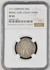 1711 German States Brunswick Lunenberg. 1/6 Taler 6 MG. NGC XF 45 - Picture 1 of 2
