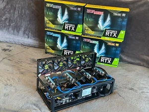 Full Crypto Mining Rig, Crypto MINER with (4) Zotac RTX 3070 GPUs NON-LHR - Picture 1 of 10