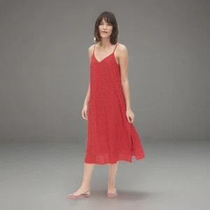 Gap Red White Polka Dot V-Neck Spaghetti Strap Tie Back Midi Dress Sz Medium - Picture 1 of 3