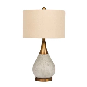 Craftmade 1 Light Metal Base Table Lamp, Concrete/Brass/Cream Linen - 86237 - Picture 1 of 1