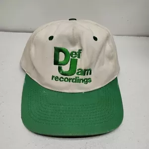 Vintage seriamente raro DEF JAM RECORDINGS berretto a sfera stampa verde e fattura di KC Hats - Foto 1 di 16