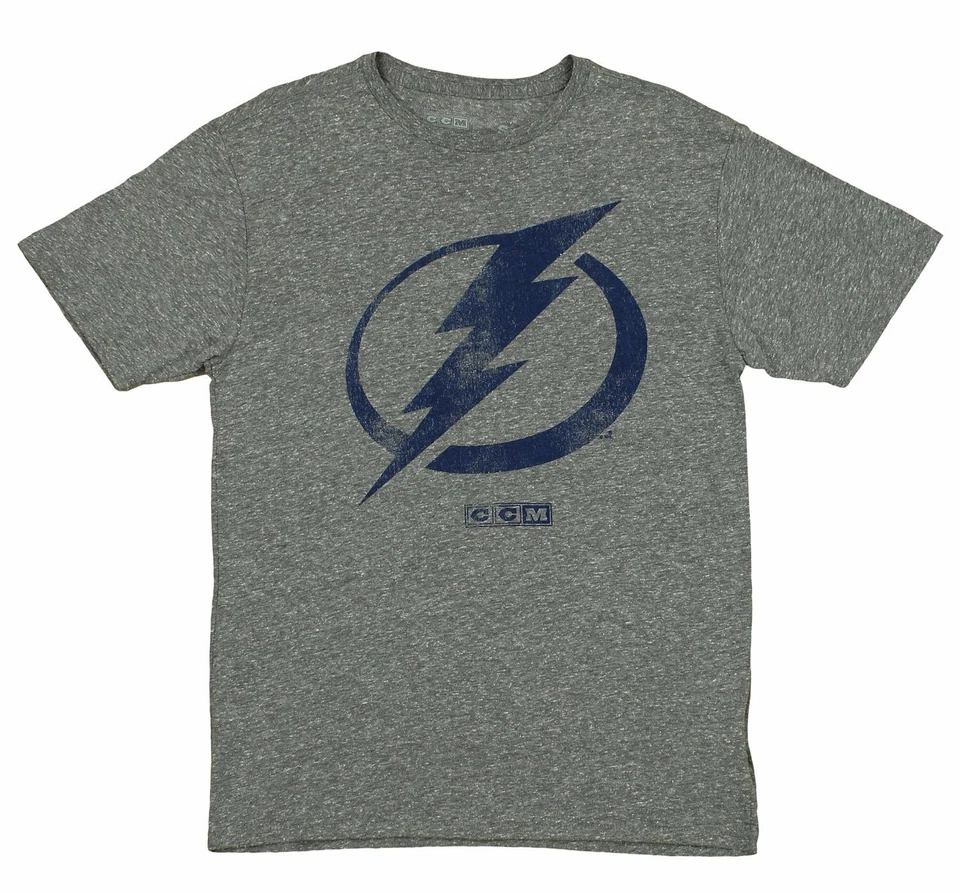 Мужская футболка ретро CCM NHL Tampa Bay Lightning Premium Tri-Blend «Большой логотип» - Изображение 1 из 1