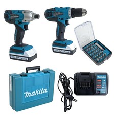 Makita DK18354X1 Akkuschrauber DF457+Schlagschrauber TD127D 2x Akkus Bit-Set 18V