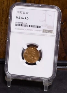 1937-D Lincoln Wheat Cent - NGC MS66RD (#58348-L) - Picture 1 of 14
