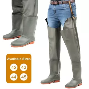 Nylon Thigh Hip Waders Waterproof Fly Coarse Fishing Muck Wader Thigh Boots - Picture 1 of 13