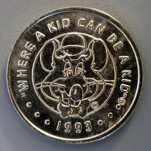 1993 Chuck E Cheese Large ® Type 3 Nickel Token ++ XF 311N Nickel Plated Brass - Picture 1 of 5