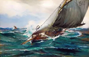 With the Wind Painting by Montague Dawson Reproduction - Picture 1 of 3