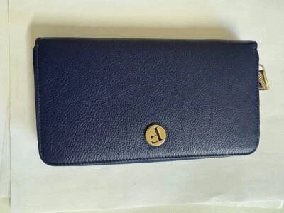 Cartera Monedero Furla XL Cuero Genuino PIPER Cremallera Alrededor Color: Azul Marino 026 Foto 1 de 4