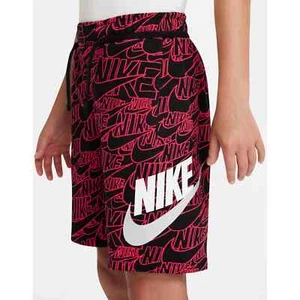 NWT$40 Nike Boys Sportswear French Terry Shorts DM8028 010 Black Red - Picture 1 of 4