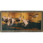 Miniature folding screen, group of cranes, attributed to Tanyu Kano Six fold 
