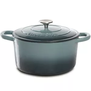 Crock Pot Artisan 5 Quart Round Enameled Cast Iron Dutch Oven in Slate Gray - Picture 1 of 3
