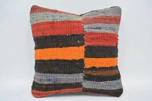 Cushion Cover, Vintage Kilim Pillow, Kilim Pillow, 12"x12" Brown Cushion Case - Picture 1 of 6