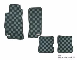 P2M Checkered Flag Race Carpet Floor Mats Front & Rear for Mazda RX-8 SE3P New - Picture 1 of 6