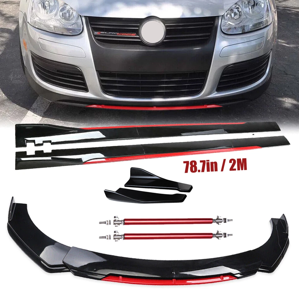 For Volkswagen Jetta Front Bumper Lip Spoiler Splitter Side Skirt Glossy Black R Foto 1 de 4