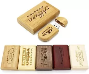 Personalisiert USB 3.0 Stick + Geschenkbox aus Holz massiv mit Gravur Wunschtext - Bild 1 von 16