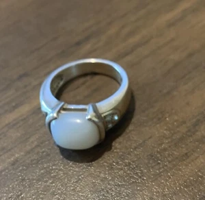 Ring Sterlingsilber weißer Stein Größe 5 - Bild 1 von 5