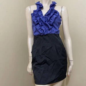 Women’s Violet Black Polyester Casual Office Ruffle Top Pockets Zip Size M Dress - Picture 1 of 12
