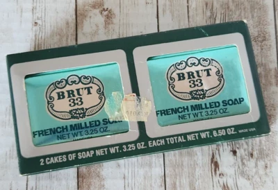 Jabón molido francés Brut 33 vintage 3,25 oz 2 jabones para pasteles Foto 1 de 4