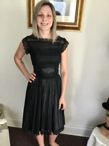 50's Vintage Black Sheer Lace Cap Sleeve "Carley" Vestido - Imagen 1 de 10