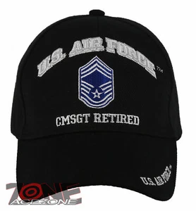 NEW! US AIR FORCE USAF CMSGT RETIRED BALL CAP HAT BLACK - Picture 1 of 4