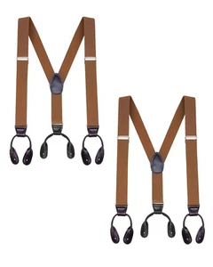 Buyless Fashion Button End 2 Pack Suspender Men 48" Adjustable Straps 1 1/4" - Y - Picture 1 of 98