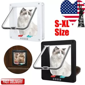 Pet Supplies S-XL Size Pet Door 4 Way Pet Cat Free Access Lockable Flap - Picture 1 of 22