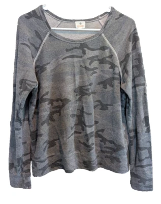 Blusa Sundry Feminina Preta Cinza Estampa Camuflagem Manga Longa Tamanho 2 - Imagem 1 de 4