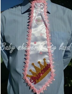 Dad to be Tie | Princess Baby Shower Decoration | It's a Girl | Gold Crown - Picture 1 of 8