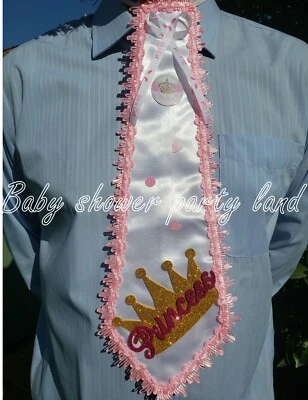 Dad to be Tie | Princess Baby Shower Decoration | It's a Girl | Gold Crown - Image 1 of 4