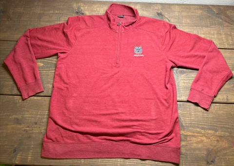 NCAA Arizona Wildcats Sweatshirt Men Large Maroon 1/4 Zip Pullover Football Cover