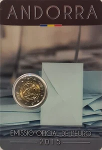 2 euro ANDORRA 2015 - MAGGIORE ETA' E DIRITTI POLITICI - Coincard FDC - Foto 1 di 2