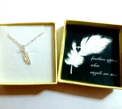 Remembrance Gift Feathers Appear When Angels are Near Necklace Silver Feather  - Image 1 of 3