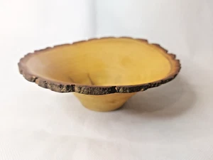 Handmade Rustic Turned Bowl With Natural Bark Edge - Picture 1 of 7