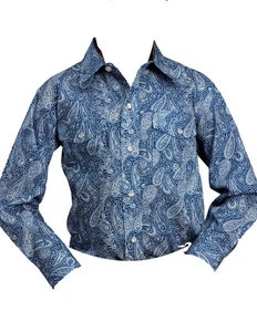 Roper Western Shirt Boys Snap Paisley L/S S Blue 03-030-0225-6025 BU - Picture 1 of 2