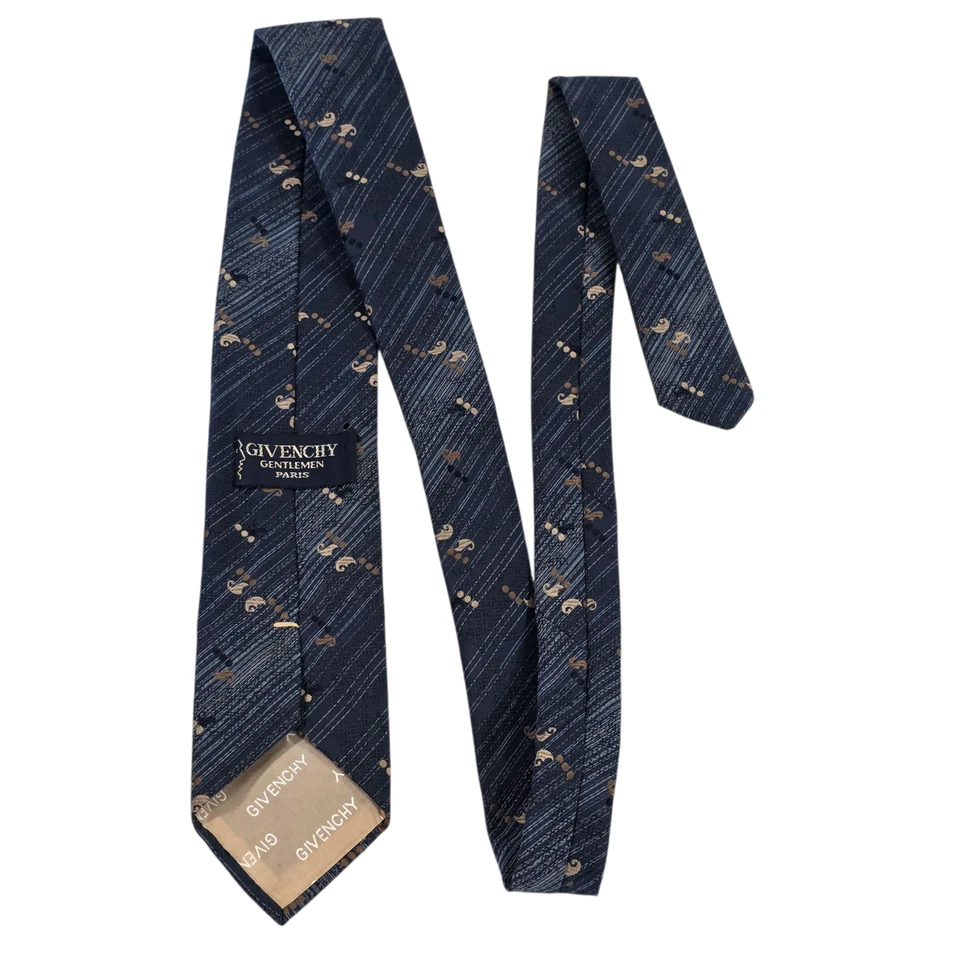 Corbata corta de negocios Givenchy para hombre talla única azul poliéster a rayas bordada Foto 1 de 4