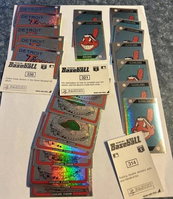 1989 Panini Baseball Sticker Detroit Tigers Cleveland Stadium 338 321 314 Lot - Image 1 of 4