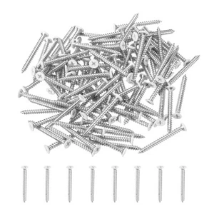 120Pcs ST4x40mm White Countersunk Head Self Tapping Screws for Metal, Silver - Picture 1 of 6