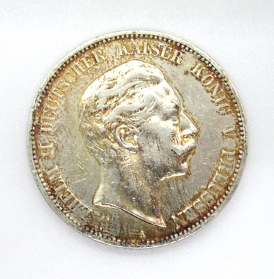 Fünf Mark 1907A Wilhelm II Deutscher Kaiser König Münze 900 Silber guter Zustand - Bild 1 von 4