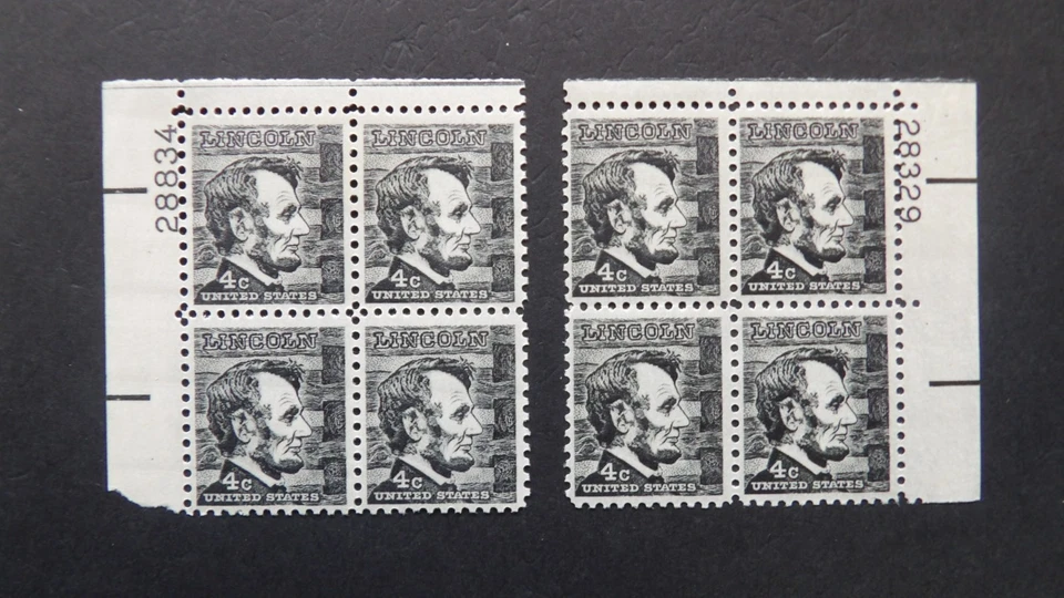 #1282 1282a 4c Lincoln Plate Blocks "Untagged & Tagged"  MNH OG VF #1 - Image 1 of 1