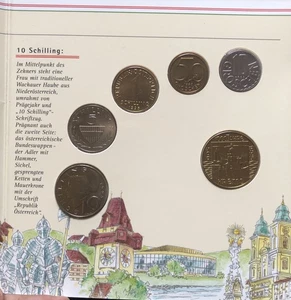 1995 Austria 6 UNCIRCULATED Coin Set-10,50 groschen, 1,5,10,20 Schilling - Picture 1 of 6