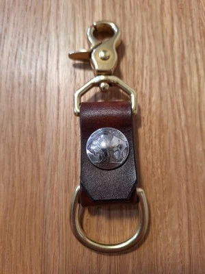 Clip de llave de cuero marrón búfalo níquel Foto 1 de 2