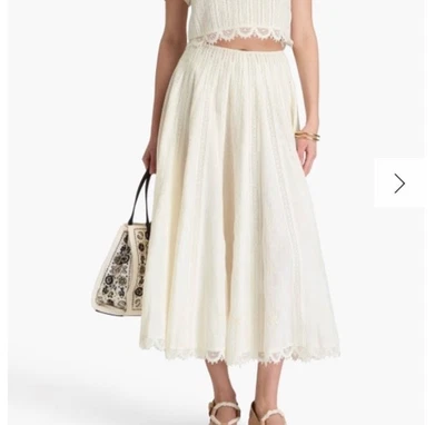 Maxi Falda Tory Burch Lino Bordado Crochet Marfil Talla 4 $720 Rara Foto 1 de 4