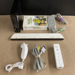 Nintendo Wii RVL-101 Black Video Game Console USA Bundle Used Tested - Picture 1 of 16