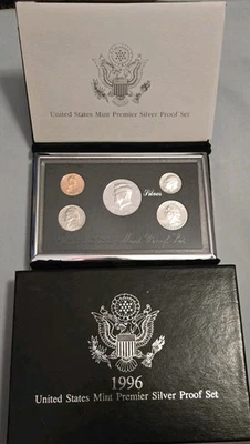 1996-S U.S. Mint Premier Silver Proof 5-Coin Set, OGP w/ COA, Velvet Case/Stand - Image 1 of 4