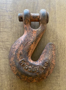 CROSBY 5.5” Grab Hook Chain Vintage USA Rustic Heavy Hook Vintage Red / Orange - Picture 1 of 6