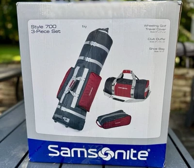 Samsonite 3 Piece Soft Wheeled Golf Bag Travel Set Cover Shoe Bag & Duffel Green - Image 1 of 3