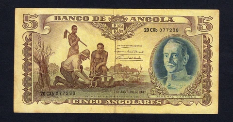 Portugal Portuguese Angola 5 Angolares 1947 * P-77 * * VF * Cover