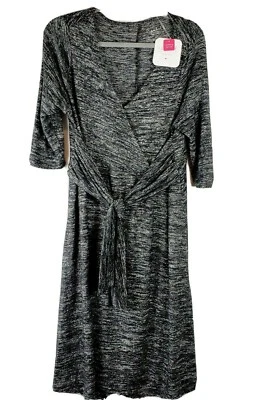 Isabel Maternity By Ingrid & Isabel Dress Black Marble Belted 3/4 Sleeve Size XL - Image 1 of 4