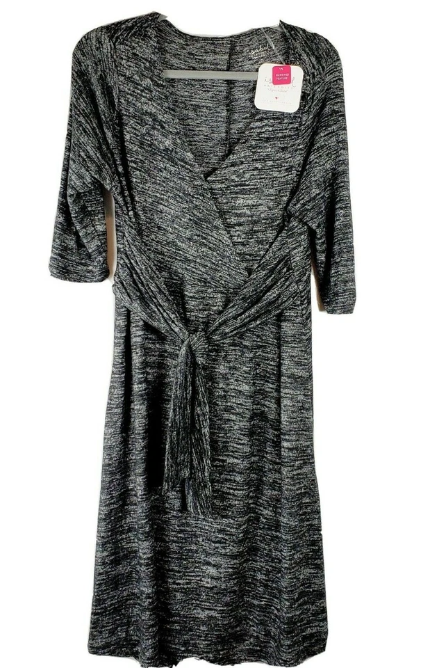 With Tags Isabel Maternity Long Sleeve Cozy Tie Wrap A-line Front Dress XL